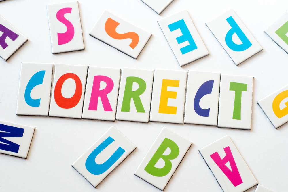 Word,Correct,Made,Of,Colorful,Letters,On,White,Background